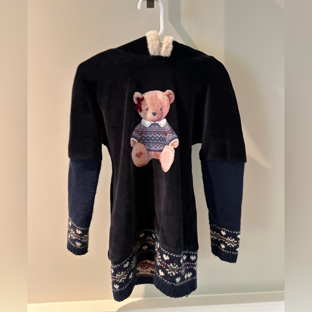 Lapin house velour teddy bear hooded dress size 4 - like new